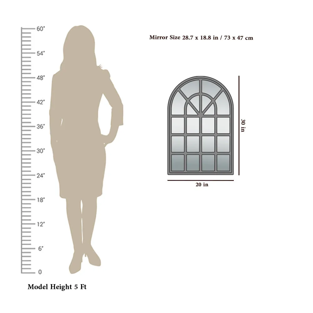 European Arch Motif Window Frame Wooden Decorative Wall Mirror (Available in Multiple Finishes) Brown