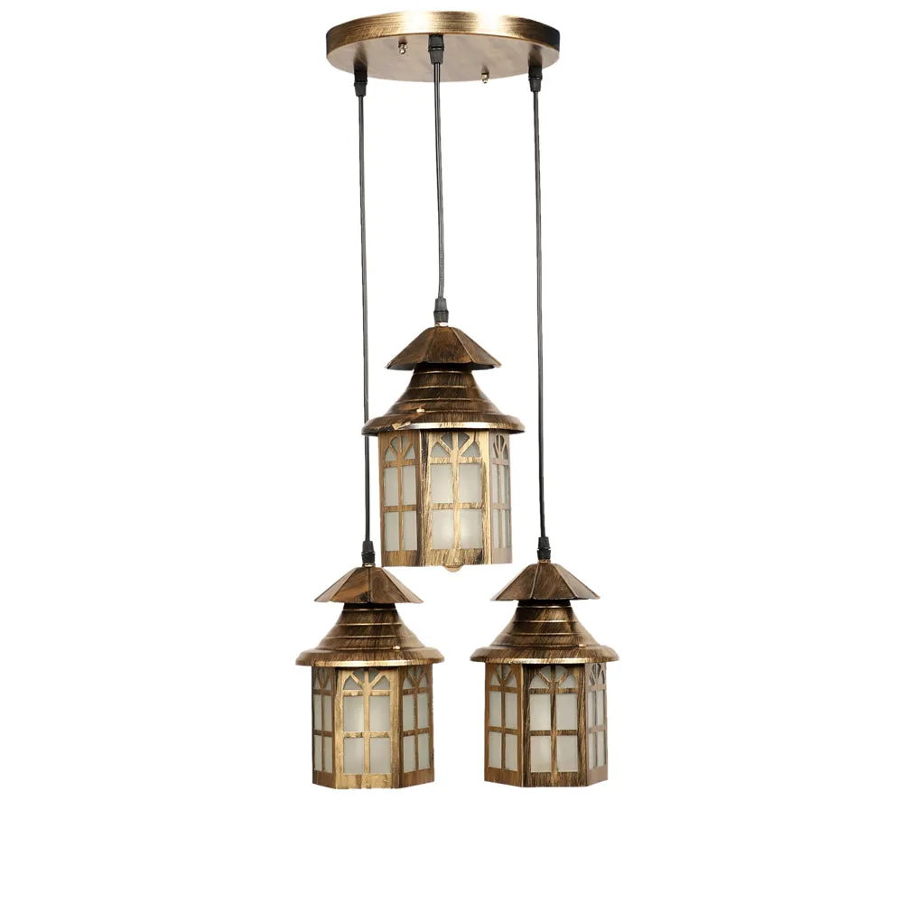 European Motif Antique Carved Cluster Hanging Light