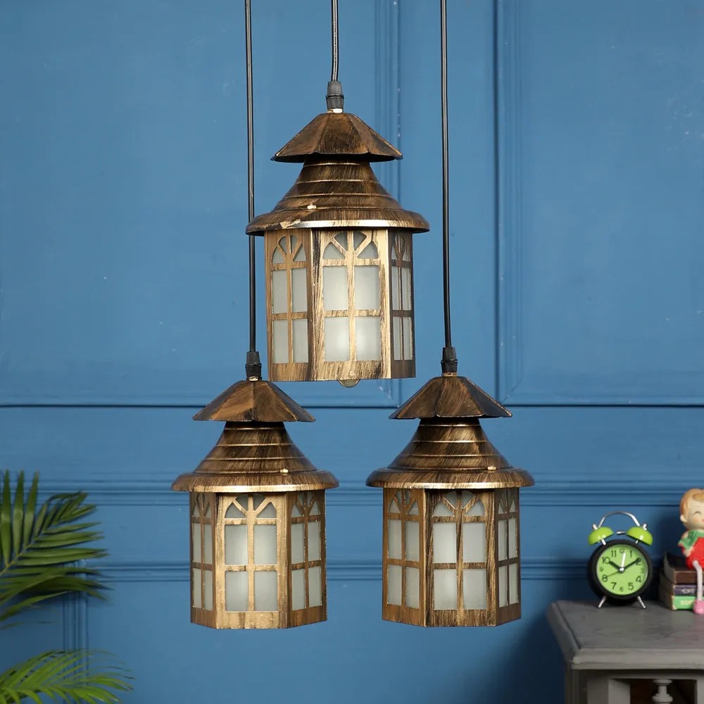 European Motif Antique Carved Cluster Hanging Light