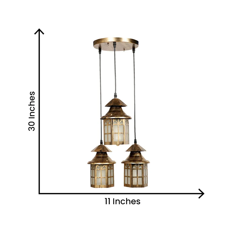 European Motif Antique Carved Cluster Hanging Light
