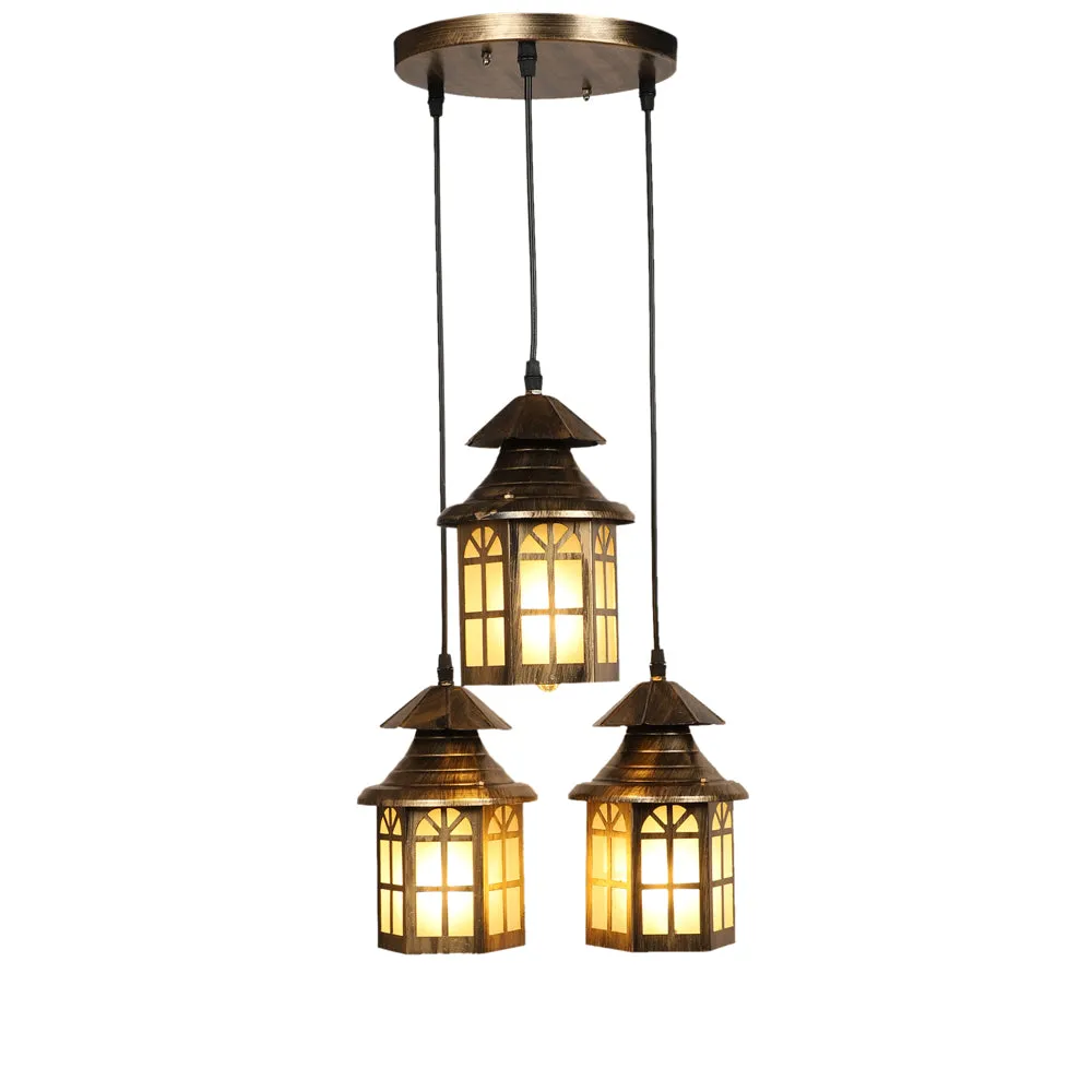 European Motif Antique Carved Cluster Hanging Light