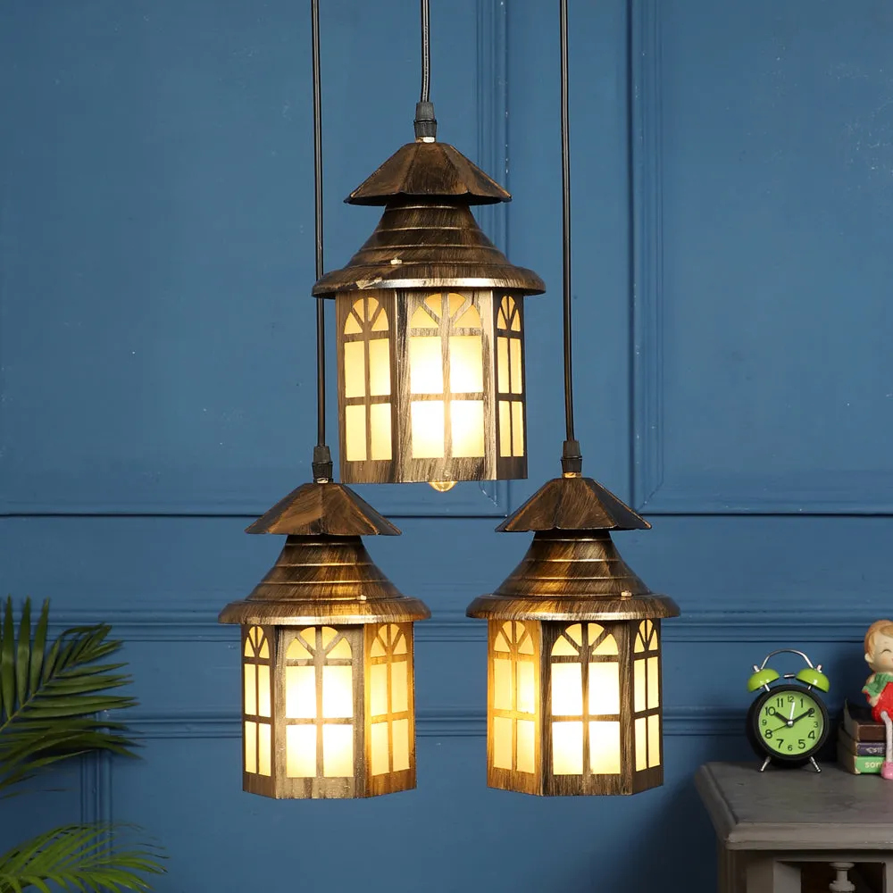 European Motif Antique Carved Cluster Hanging Light