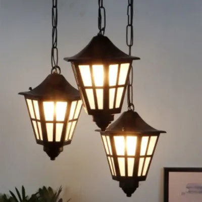 European Motif Trio Black Ceiling Light