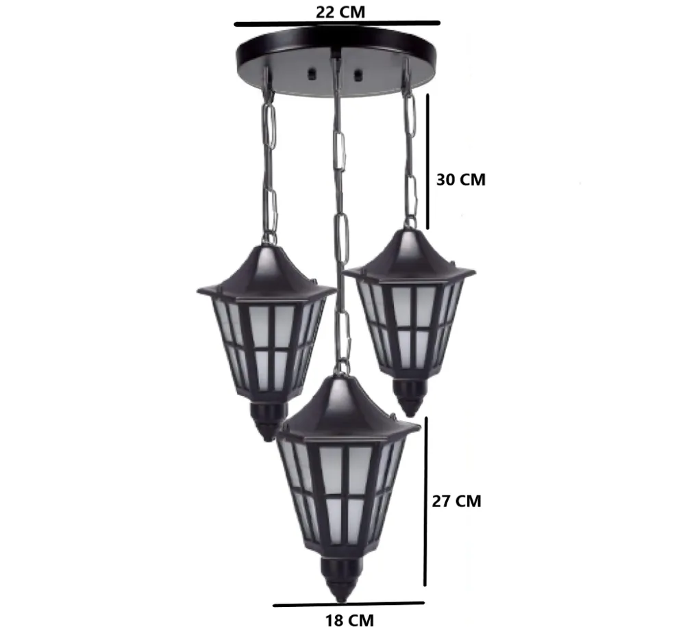European Motif Trio Black Ceiling Light