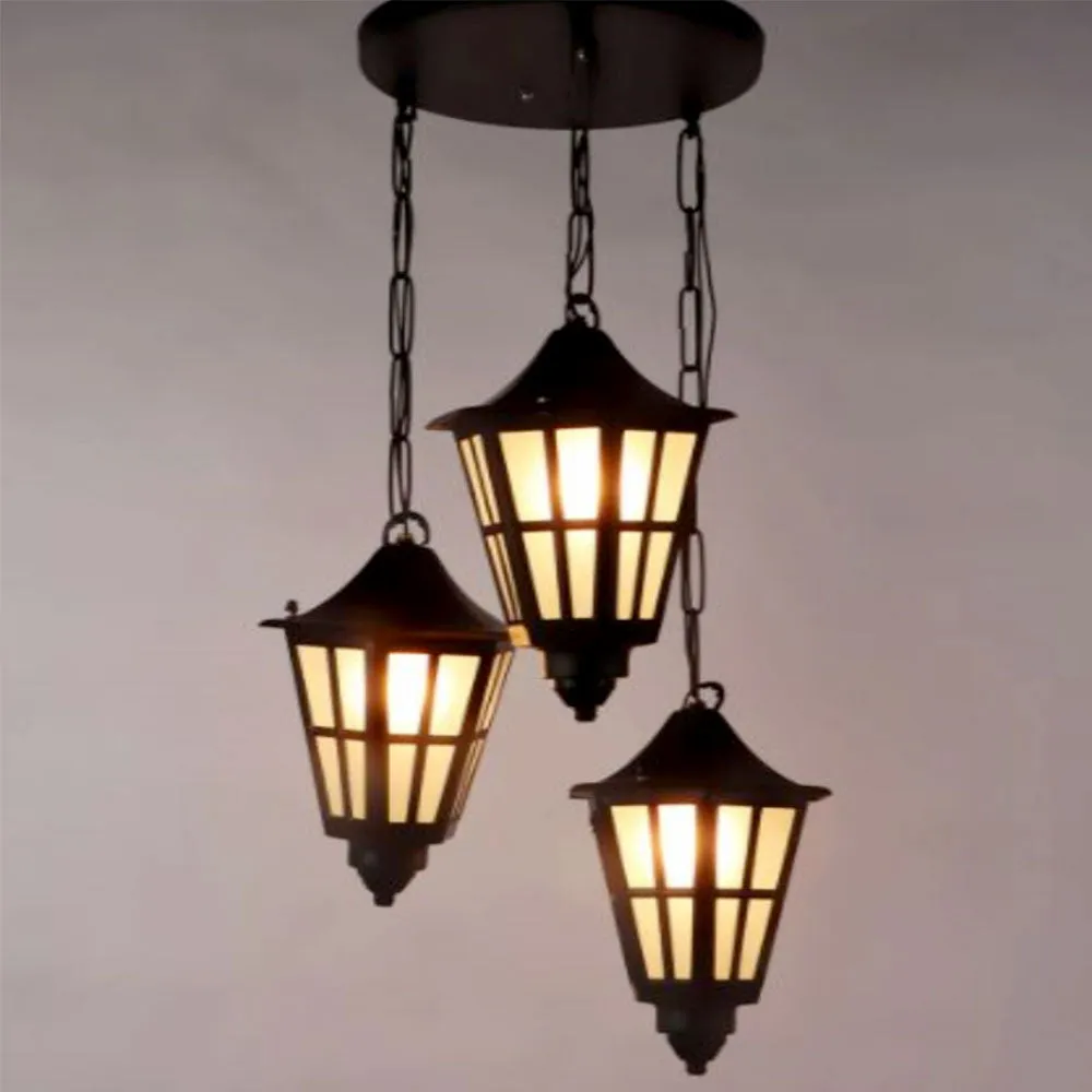 European Motif Trio Black Ceiling Light