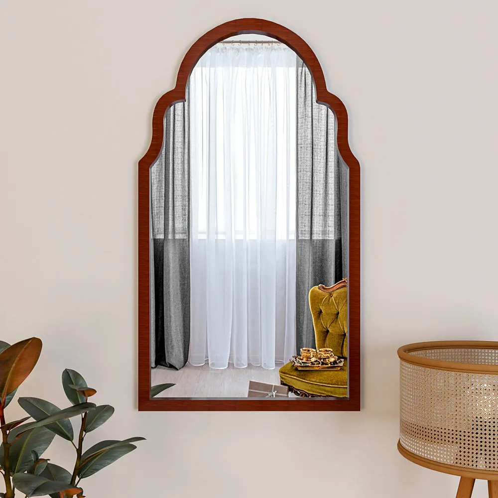 European Window Style Premium Wooden Decorative Wall Mirror (Available in Multiple Finishes) White