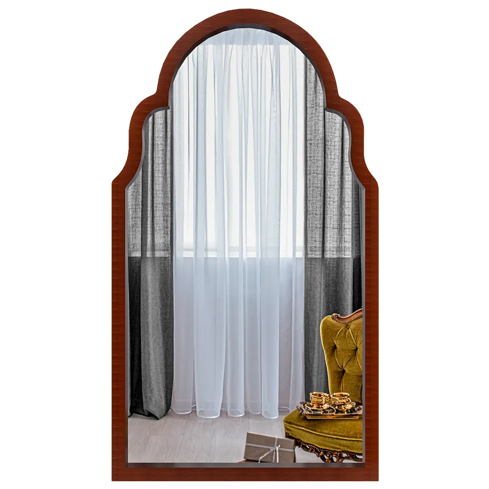 European Window Style Premium Wooden Decorative Wall Mirror (Available in Multiple Finishes) White