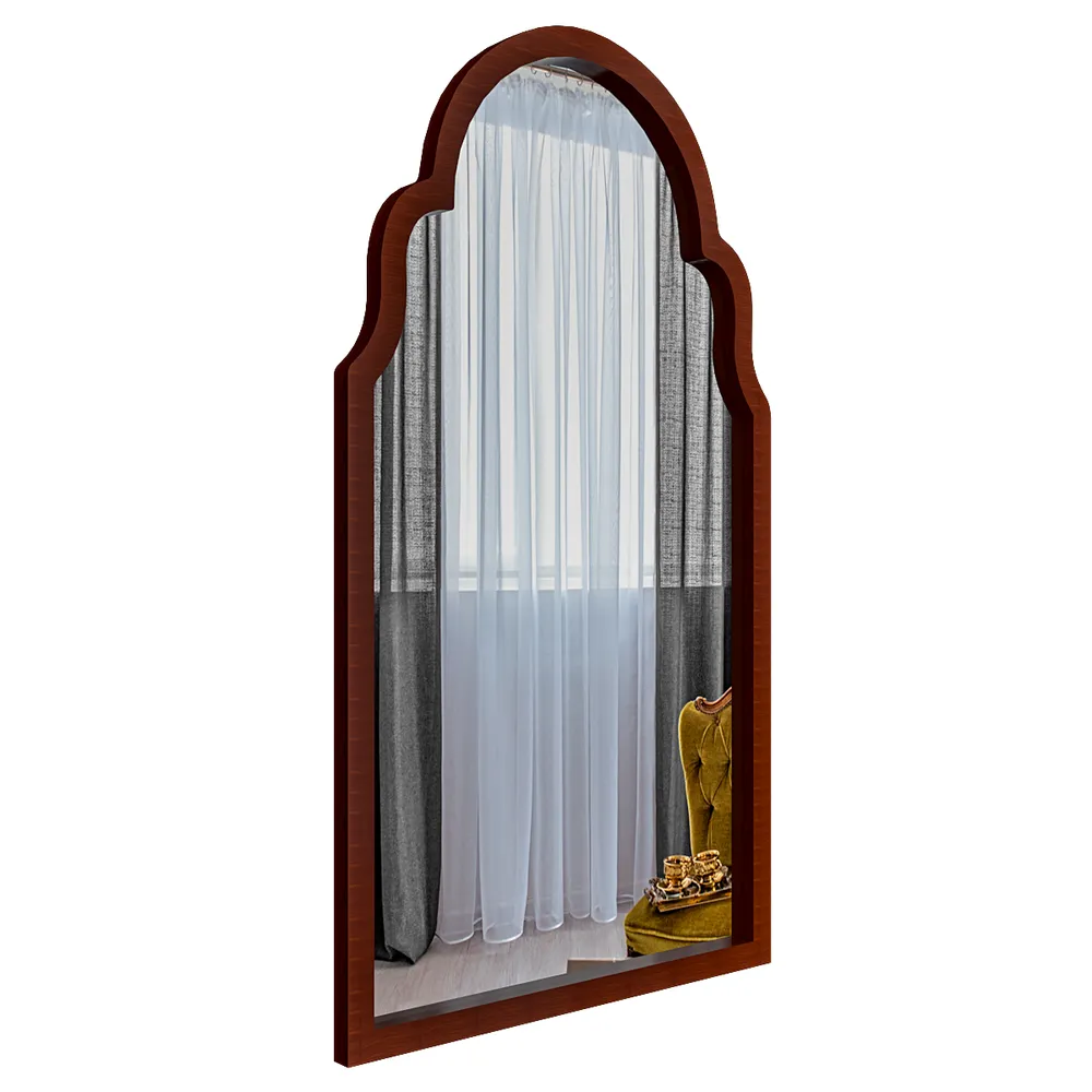 European Window Style Premium Wooden Decorative Wall Mirror (Available in Multiple Finishes) White