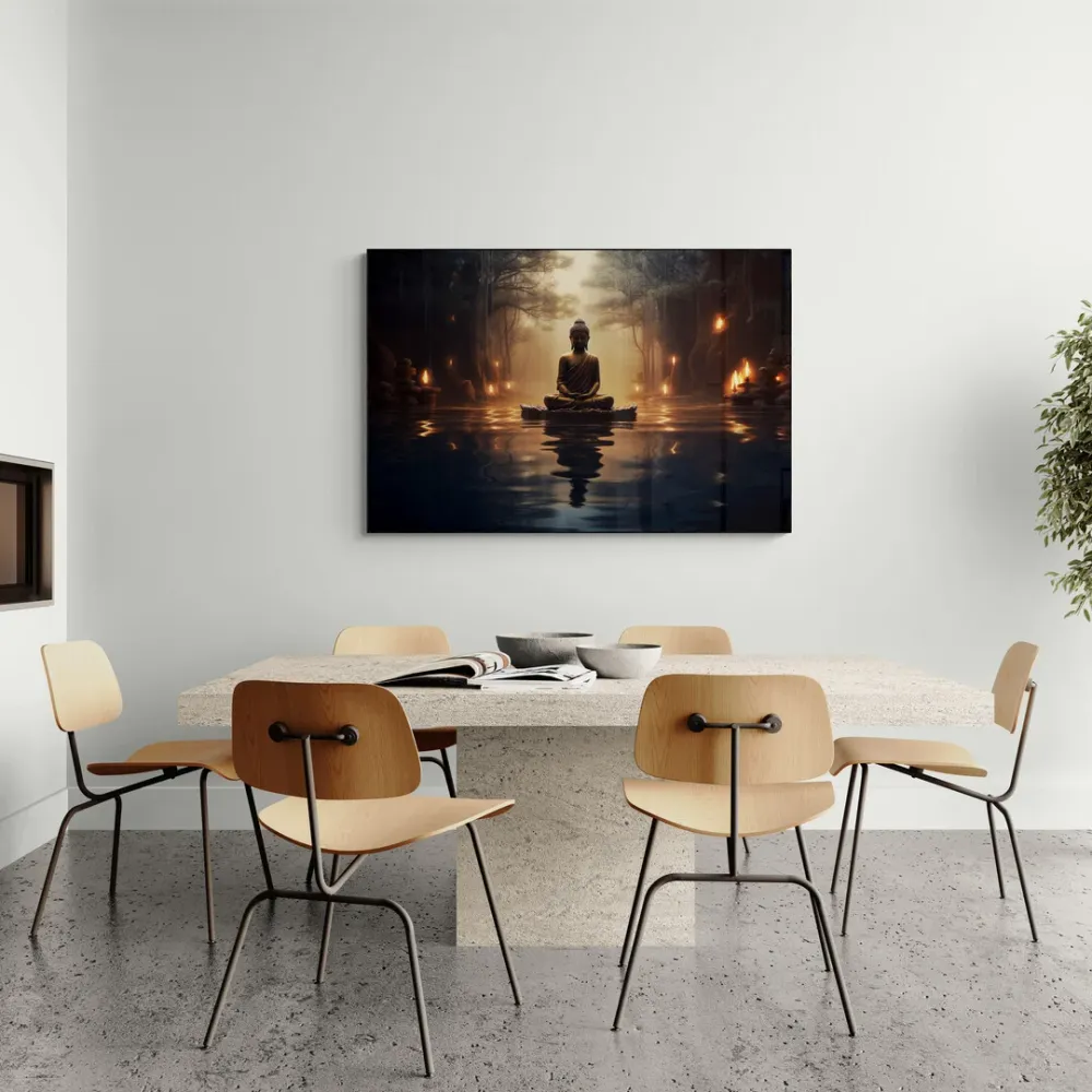 Evening Enlightenment Buddha Canvas Wall Painting With Frame