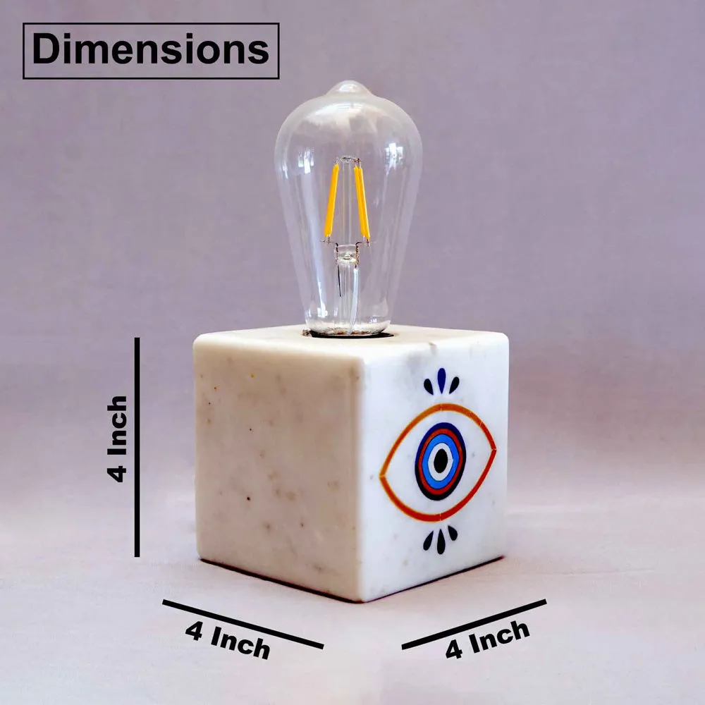 Evil Eye Marble & Semi Precious Stone Table Lamp with LED Bulb