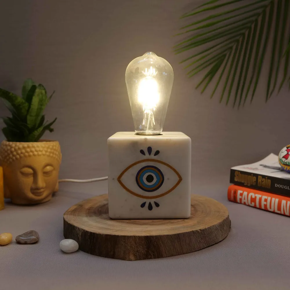 Evil Eye Marble & Semi Precious Stone Table Lamp with LED Bulb