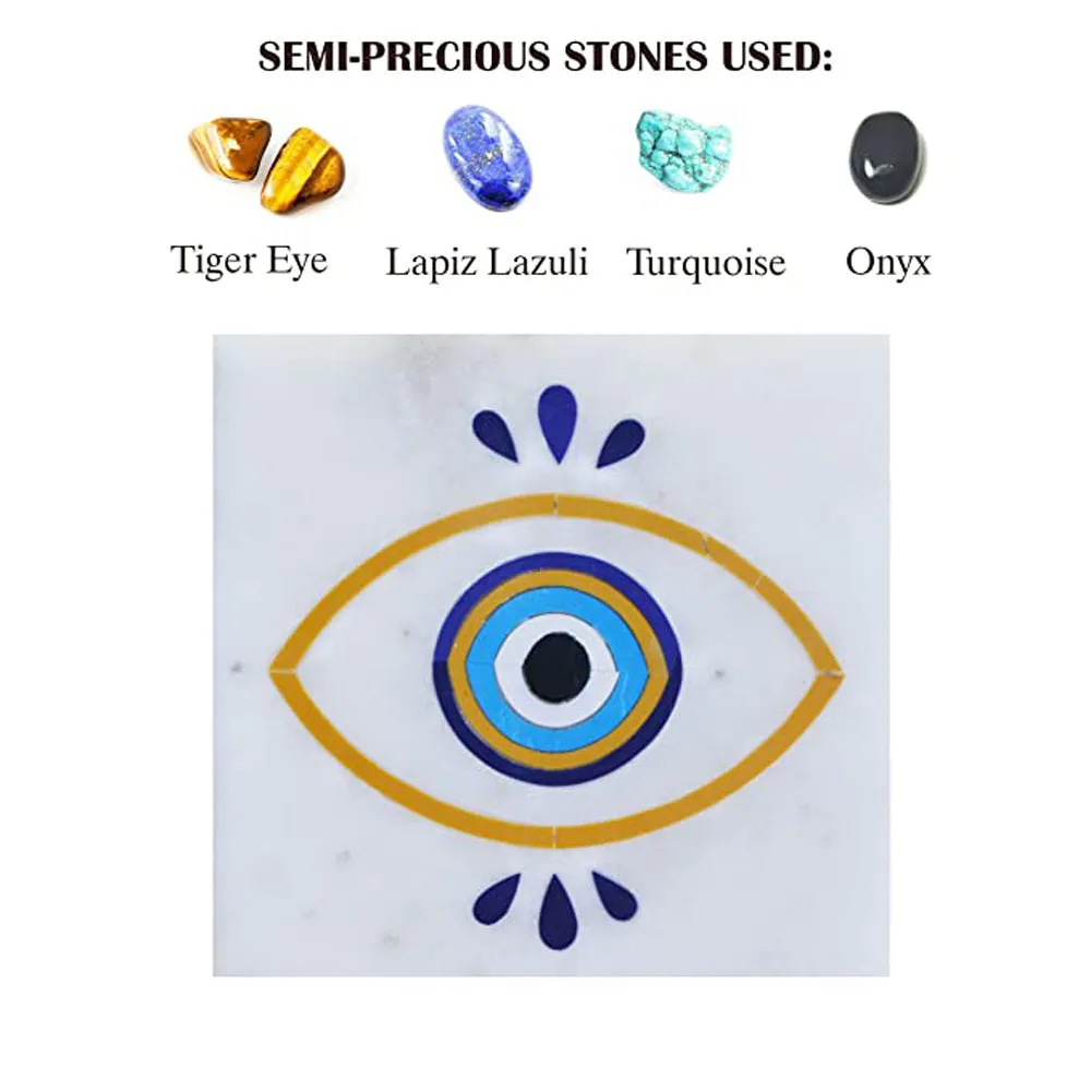Evil Eye Marble & Semi Precious Stone Table Lamp with LED Bulb