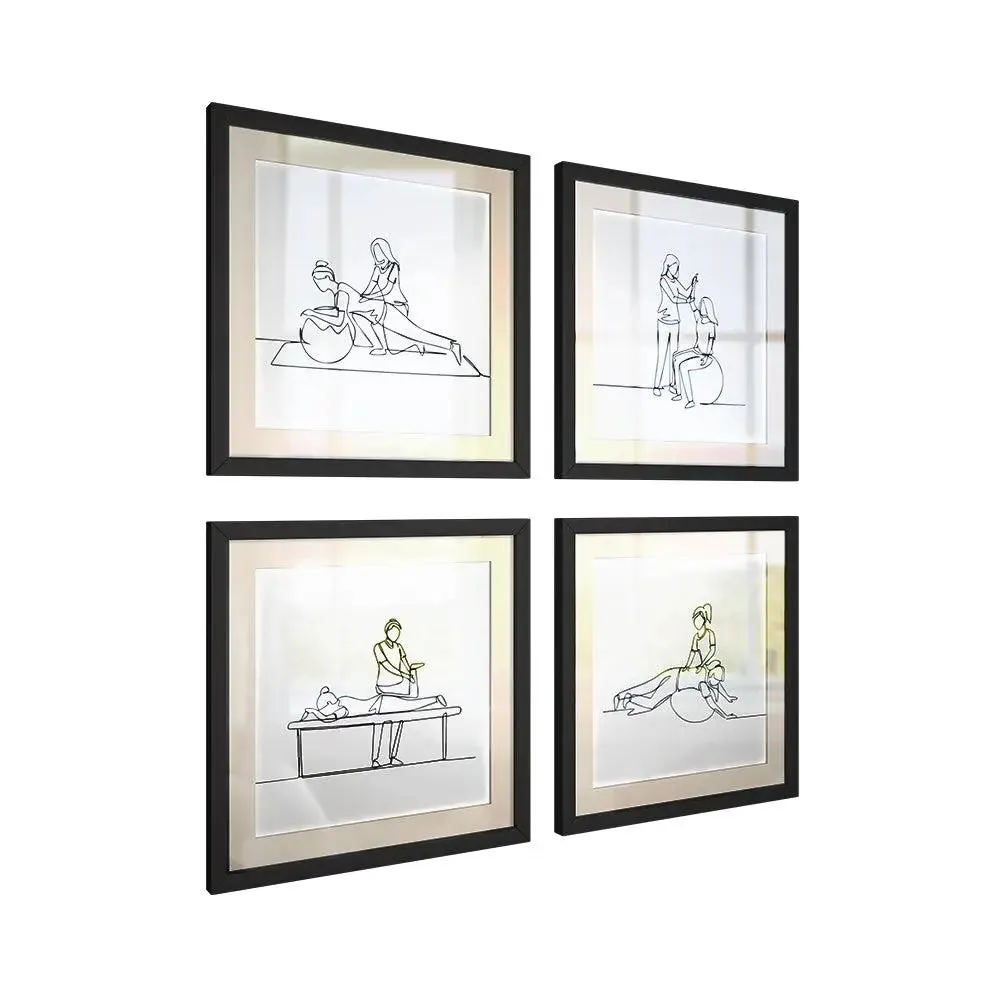 Exercise Framed Wall Art Decor Physiotherapist's Clinic / Gift for doctor- Set of 4