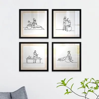 Exercise Framed Wall Art Decor Physiotherapist's Clinic / Gift for doctor- Set of 4