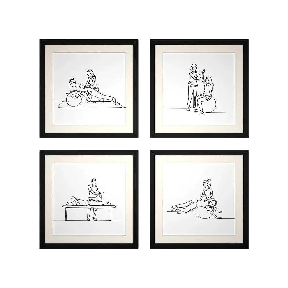 Exercise Framed Wall Art Decor Physiotherapist's Clinic / Gift for doctor- Set of 4