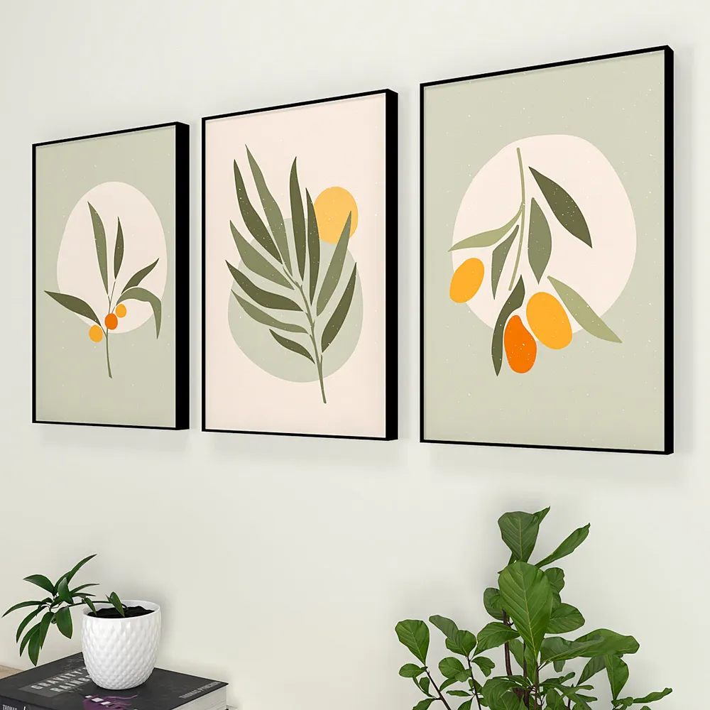 Exotic Flora Green Frames Set Of 3