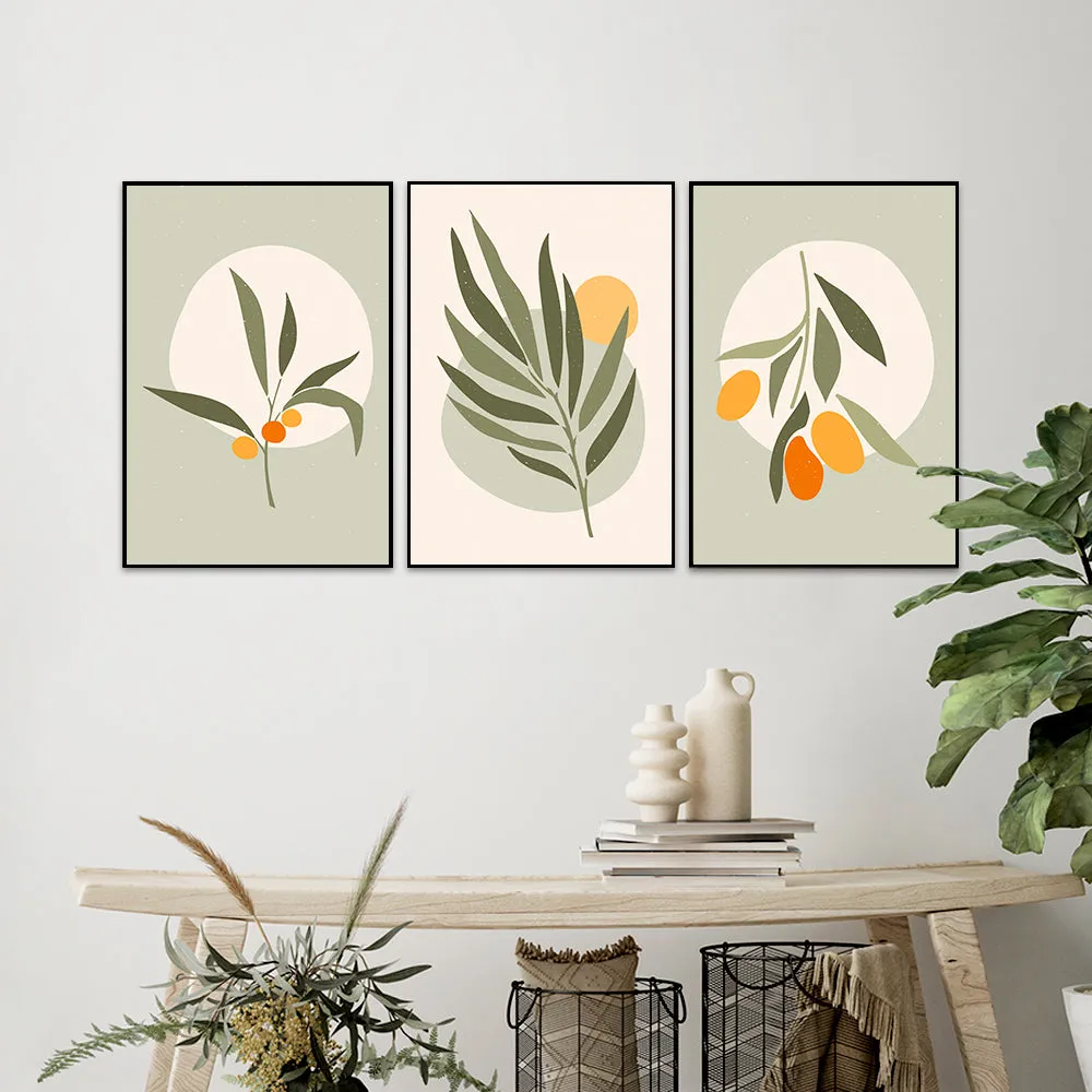 Exotic Flora Green Frames Set Of 3