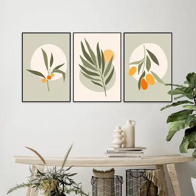 Exotic Flora Green Frames Set Of 3