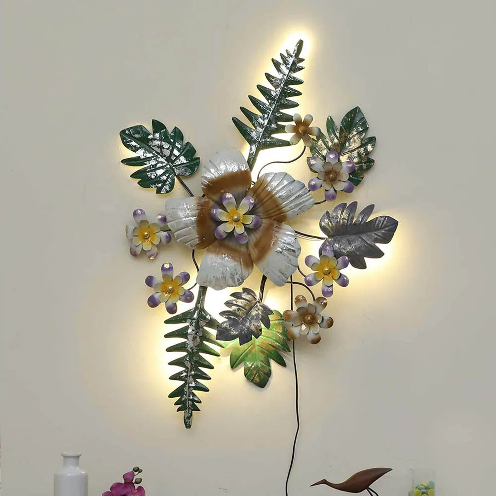 Exotic Flowers Family Decorative LED Metal Wall Art