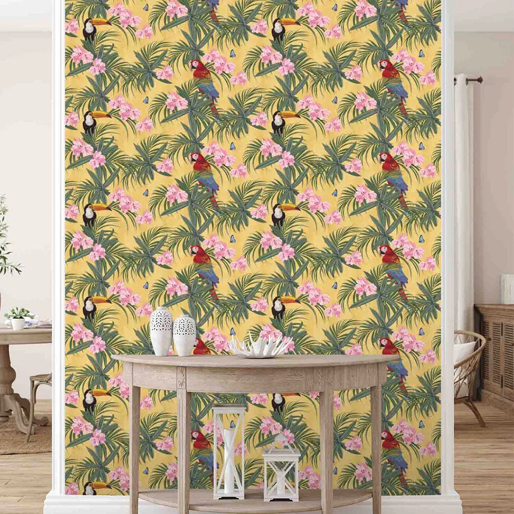 Exotic Parrot Textured Premium Wallpaper- Mix &amp; Match Collection blue