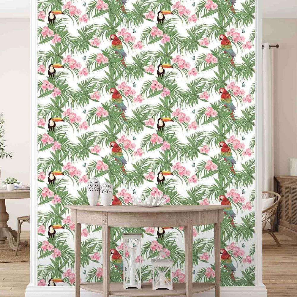 Exotic Parrot Textured Premium Wallpaper- Mix &amp; Match Collection blue