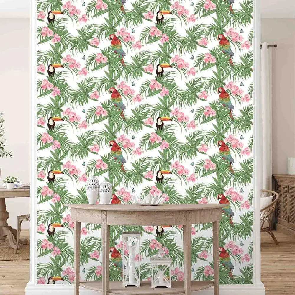 Exotic Parrot Textured Premium Wallpaper- Mix &amp; Match Collection blue