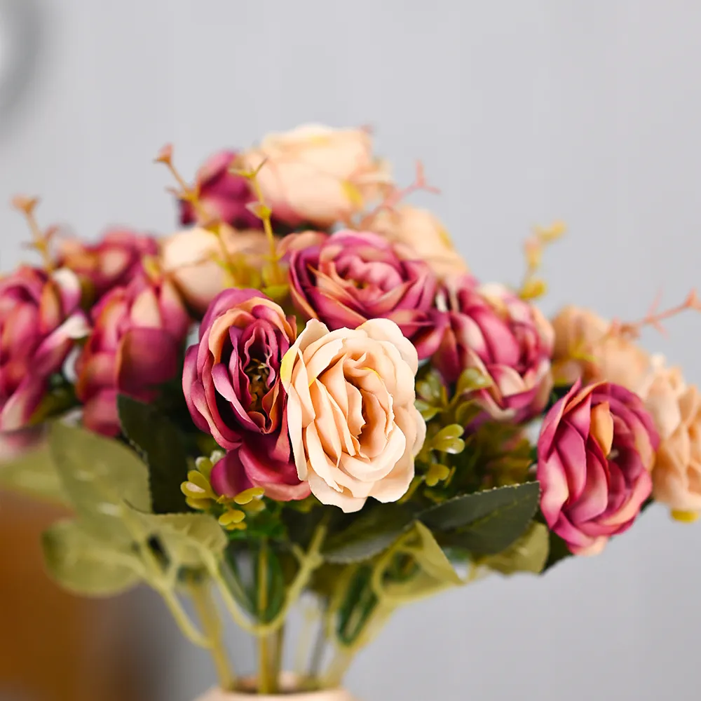 Exotic Pink Artificial Rose Bunch Set Of 2