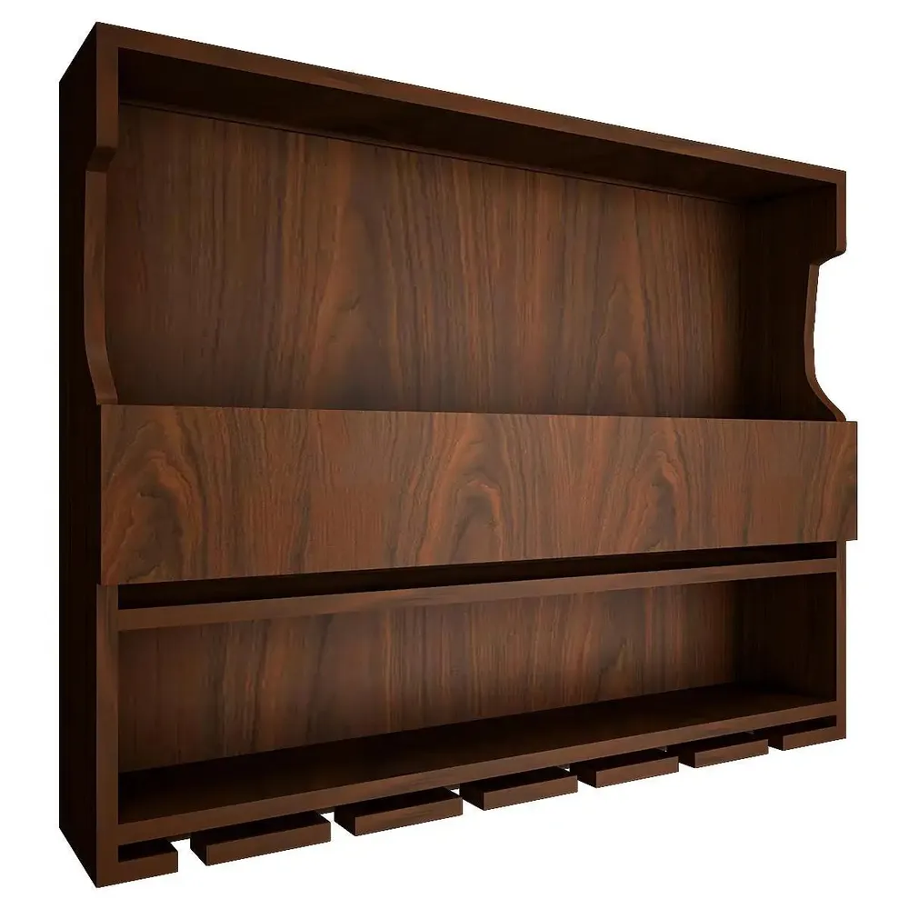 Exquisite Backlit Wooden Bar Shelf / Mini Bar Cabinet in Walnut Finish