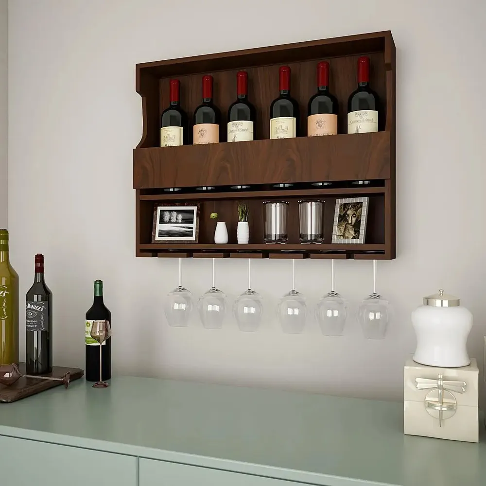 Exquisite Backlit Wooden Bar Shelf / Mini Bar Cabinet in Walnut Finish