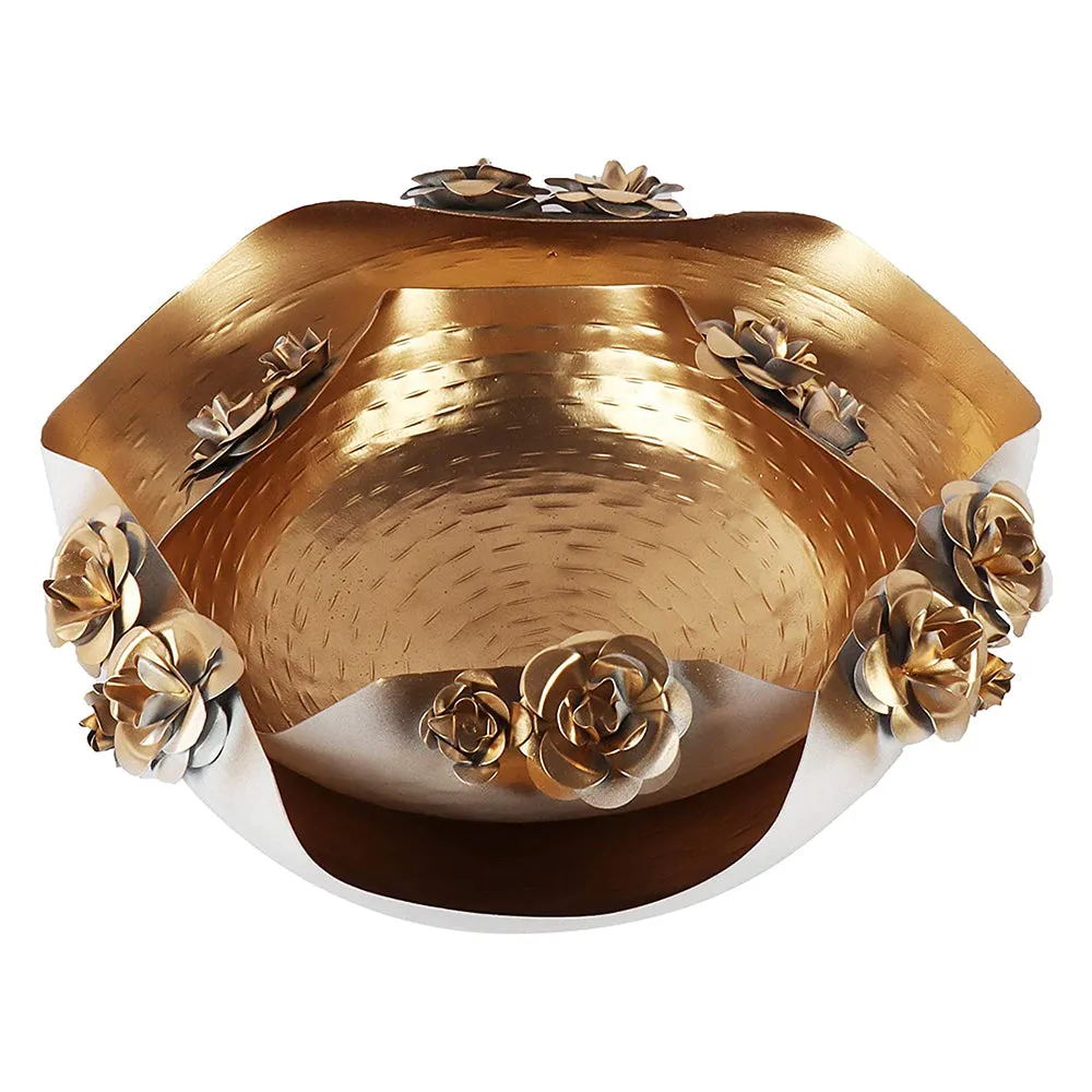 Exquisite Designer White & Gold Fancy Urli Bowl Set Of 2