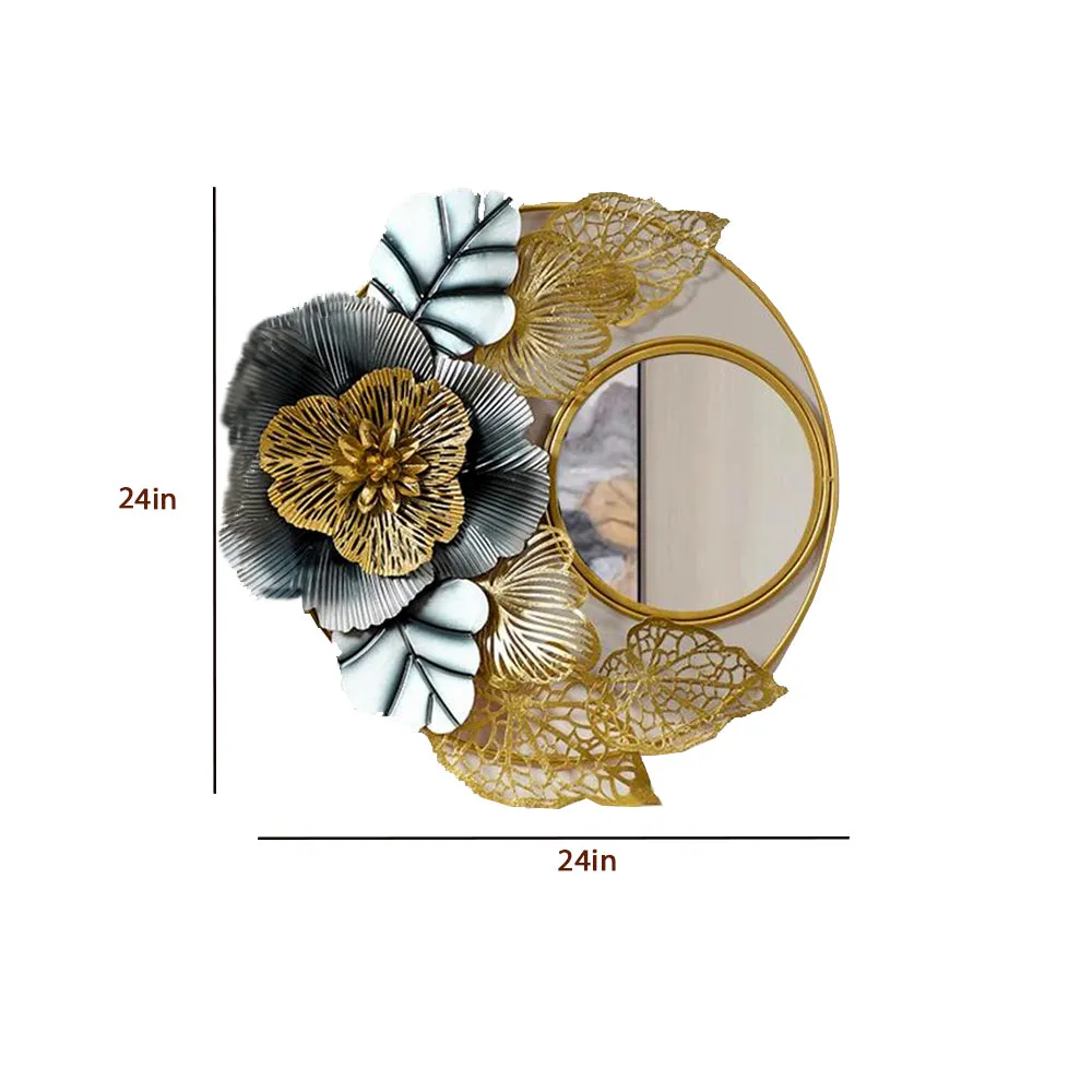 Exquisite Floral Bouque Designer Metal Wall Mirror