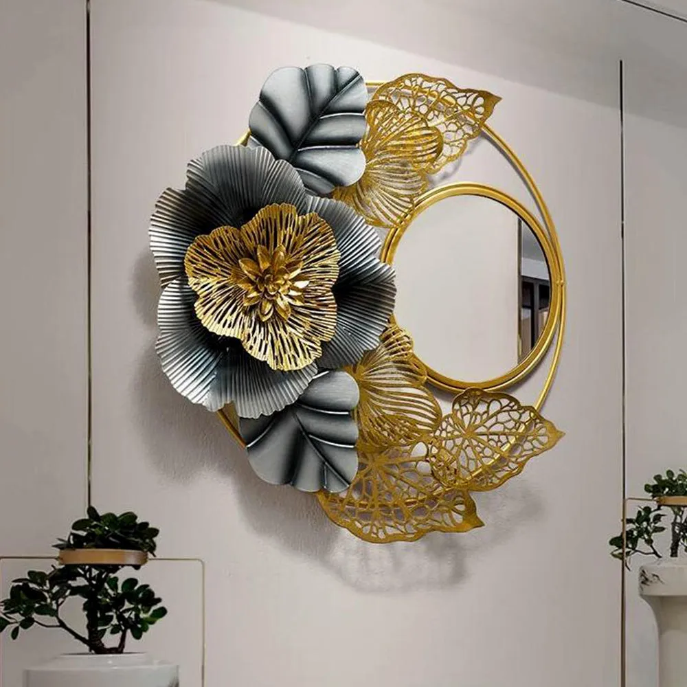 Exquisite Floral Bouque Designer Metal Wall Mirror