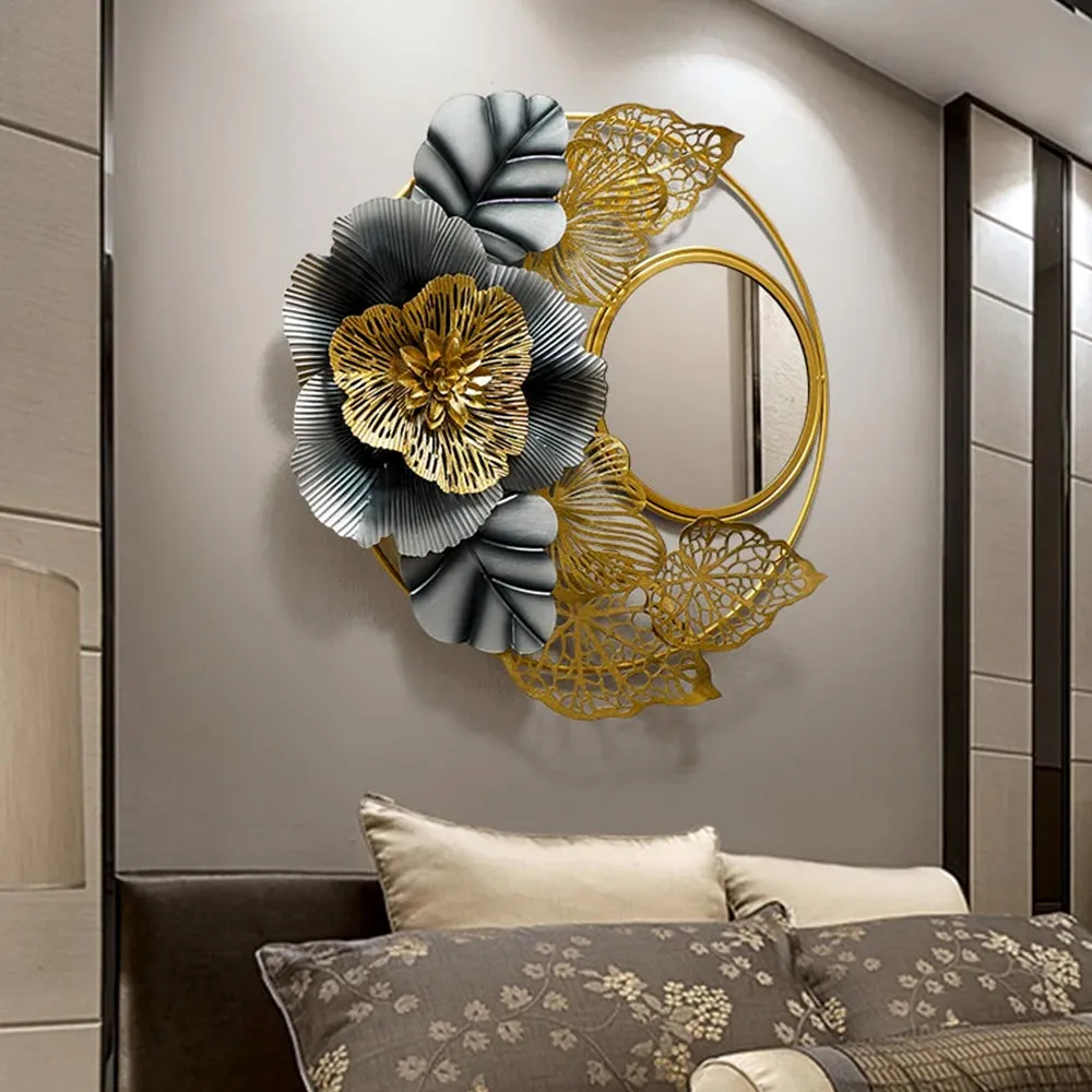 Exquisite Floral Bouque Designer Metal Wall Mirror