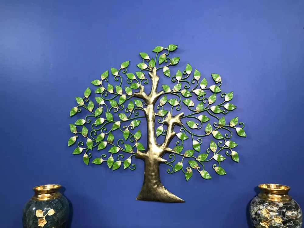 Exquisite Green Scoll Tree Metal Wall Art