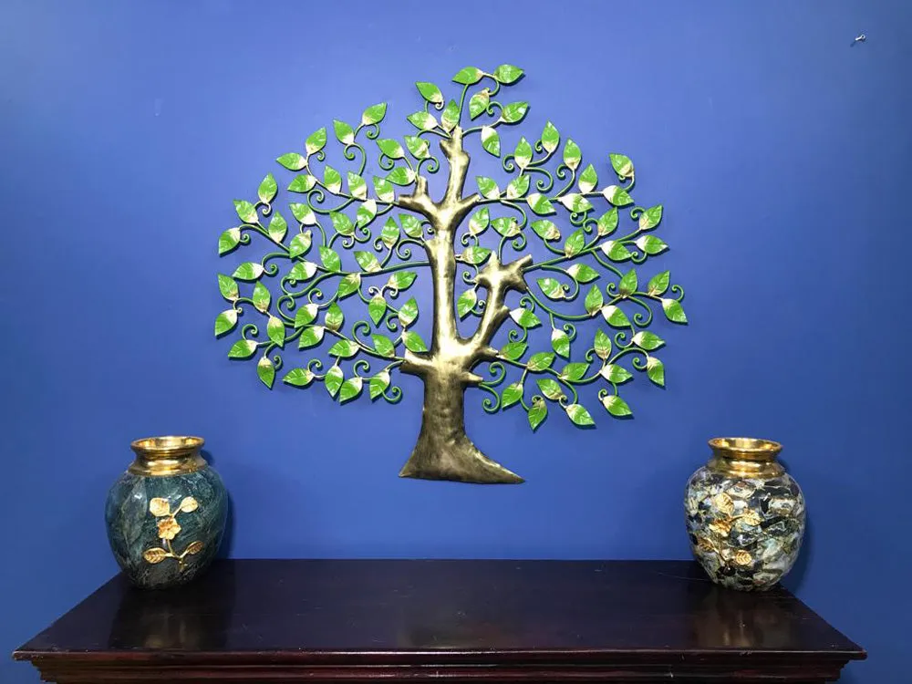 Exquisite Green Scoll Tree Metal Wall Art