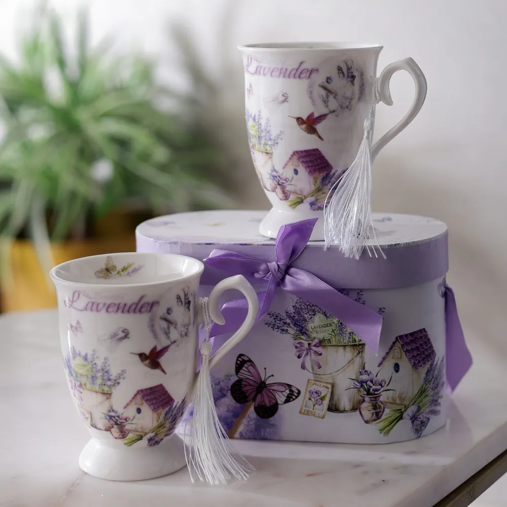 Exquisite Lavender Spread Vintage Teacups Set Of 2