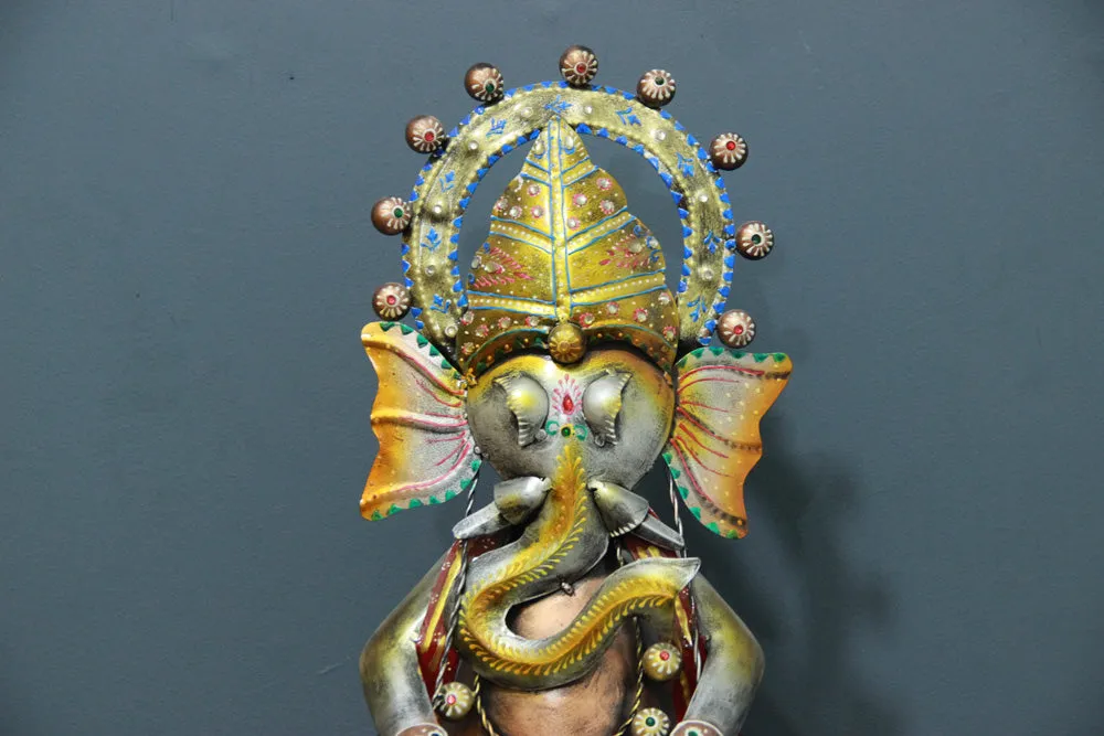 Exquisite Sitting Ganesha Metal Table Accent Single Piece