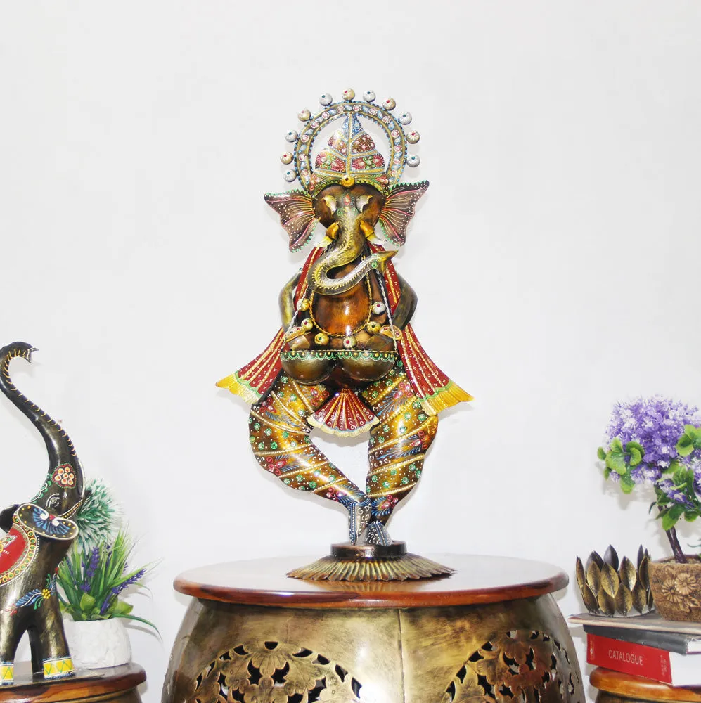 Exquisite Sitting Ganesha Metal Table Accent Single Piece