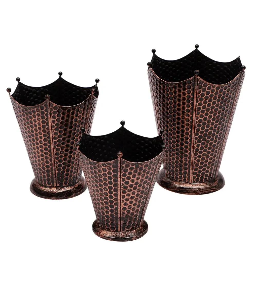 Eye-catching Copper Flower Pot-shaped Planter Set of 3