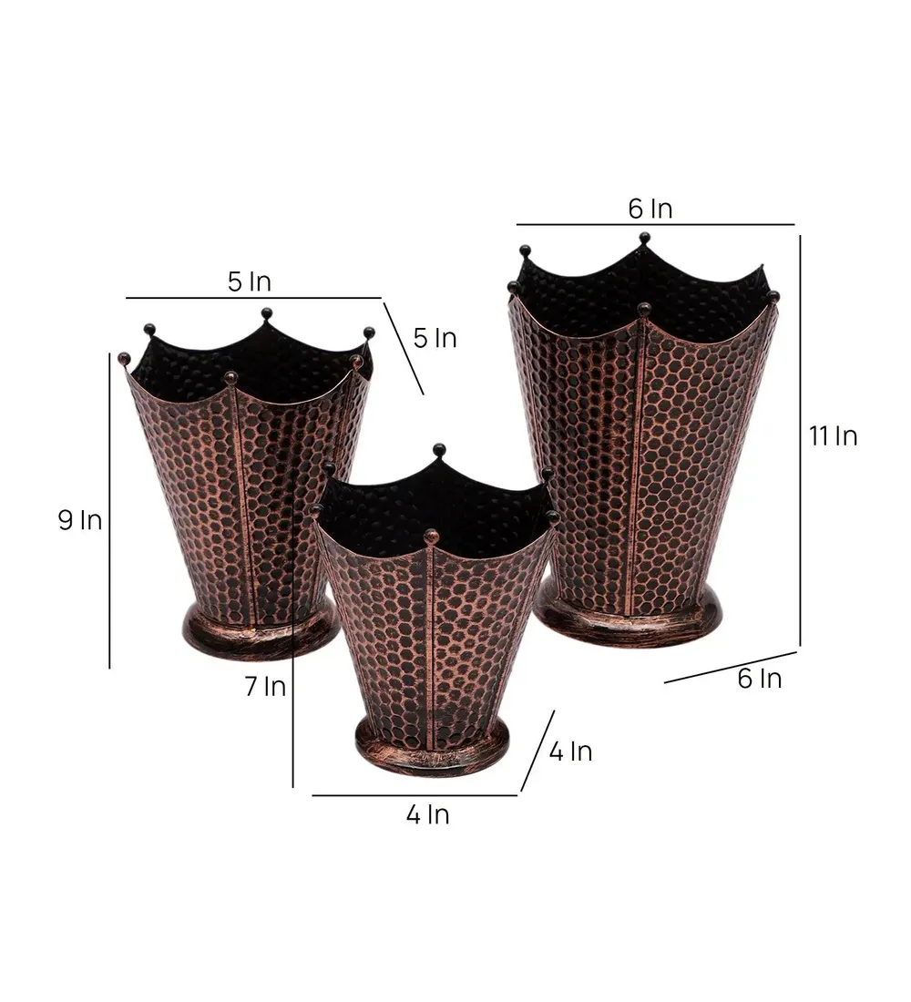 Eye-catching Copper Flower Pot-shaped Planter Set of 3