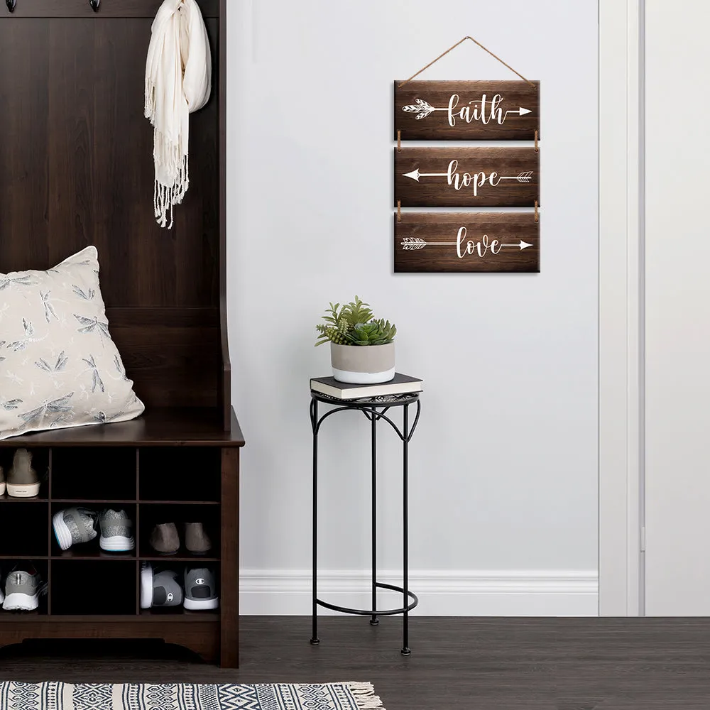 "Faith, Hope & Love" Quote Wooden Sign