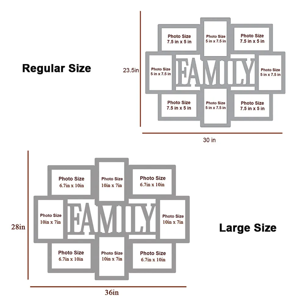 Family Dark Brown Hanging Photo Frame Regular