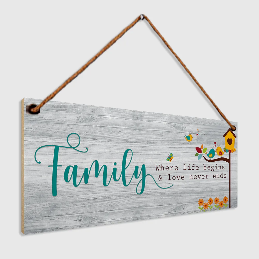 "Family" Happy Quote Wooden Sign