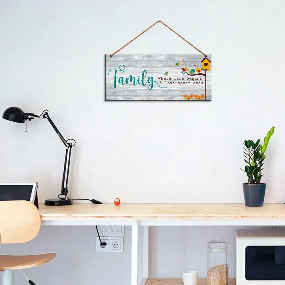 "Family" Happy Quote Wooden Sign