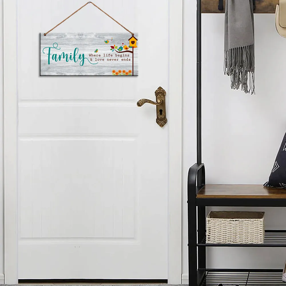"Family" Happy Quote Wooden Sign