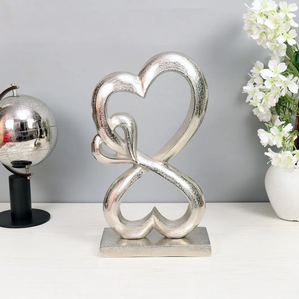 Family Heart Silver Sculpture Large