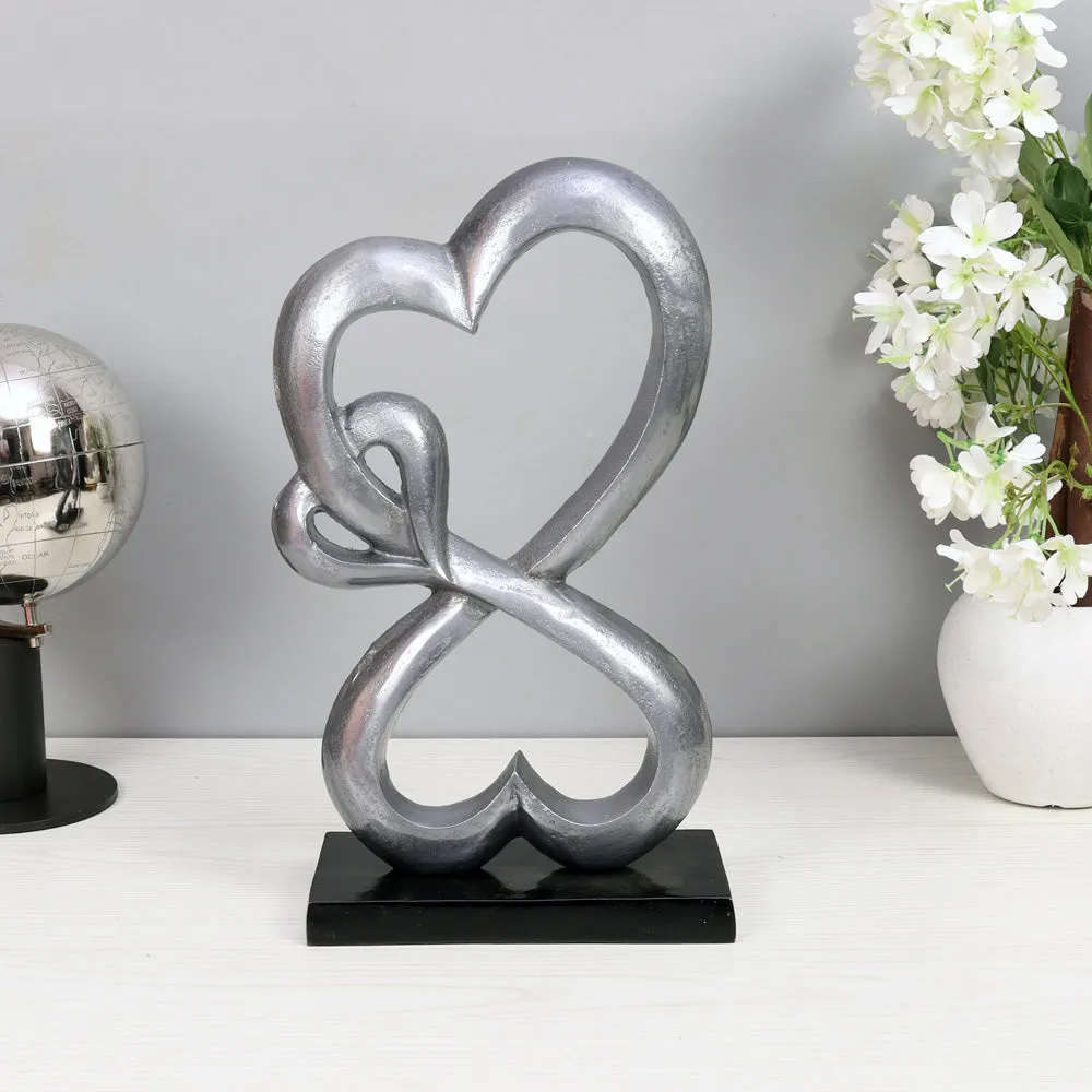 Family Heart Silver Sculpture Large