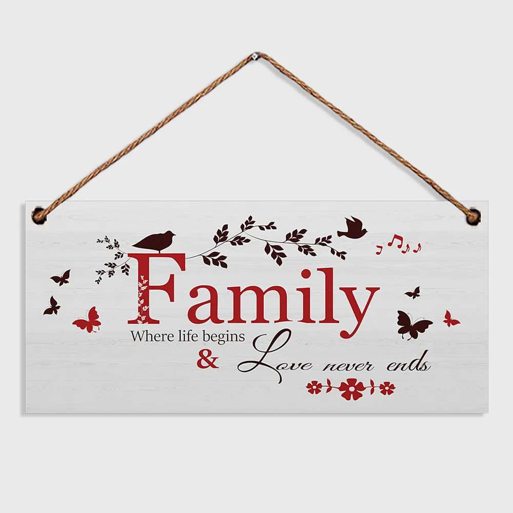 "Family" On White Wood Quote Wooden Sign