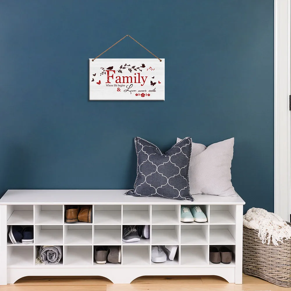 "Family" On White Wood Quote Wooden Sign