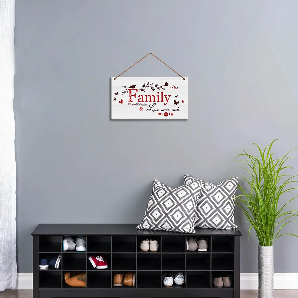 "Family" On White Wood Quote Wooden Sign